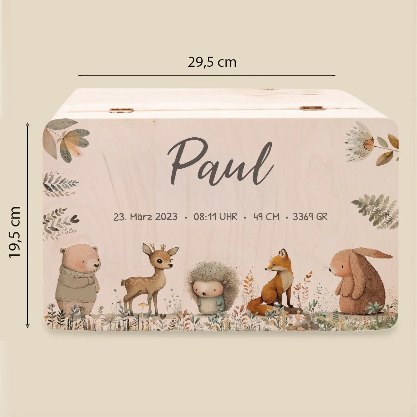 Personalisierte Erinnerungsbox "Aquarell Tiere Wald"
