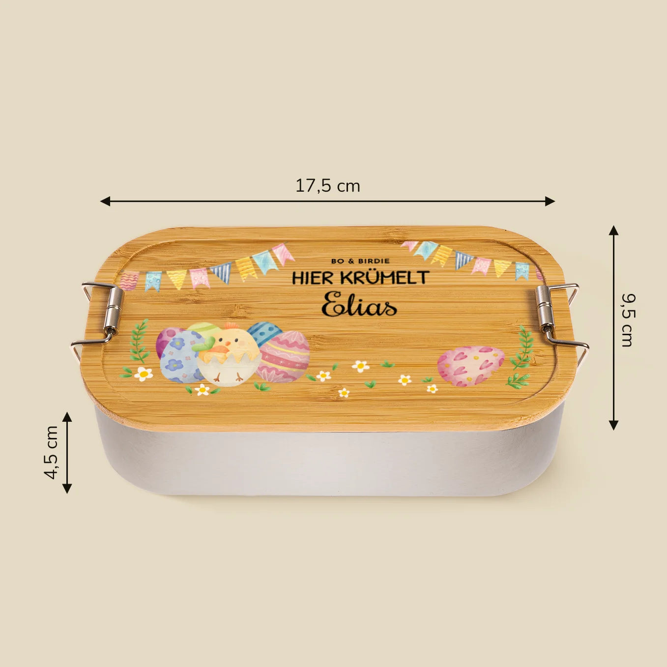 Personalisierte Brotdose mit Bambusdeckel "Osterhase"