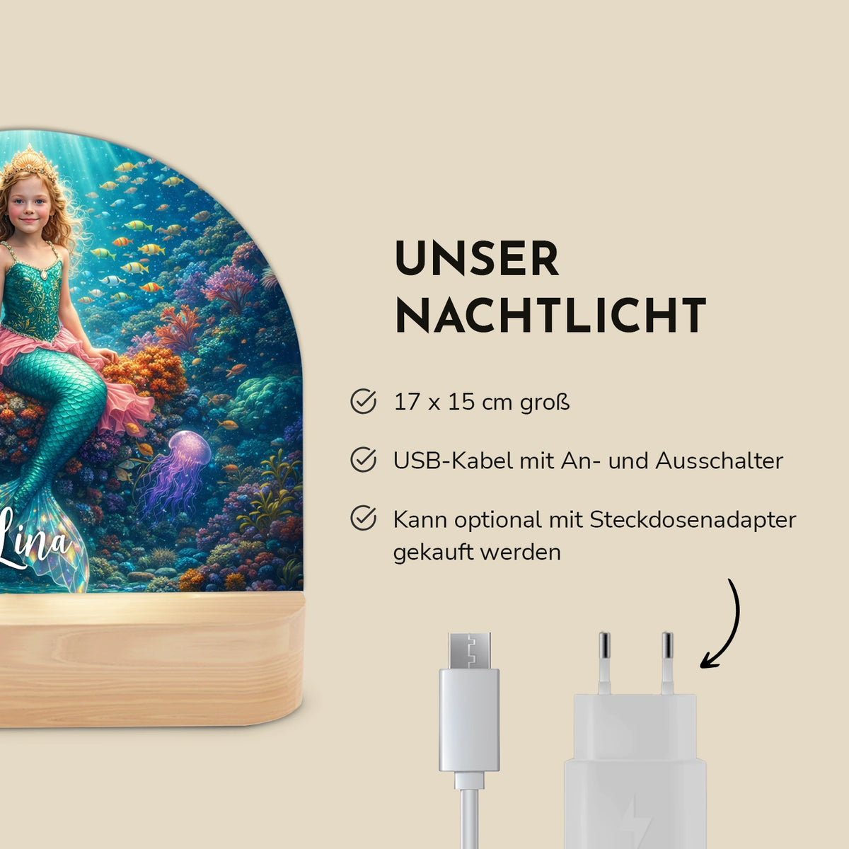 Personalisiertes Nachtlicht "Meerjungfrau" 1
