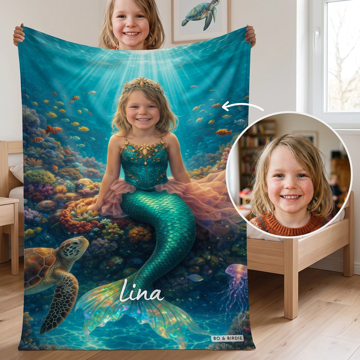 Personalisierte Decke "Meerjungfrau"