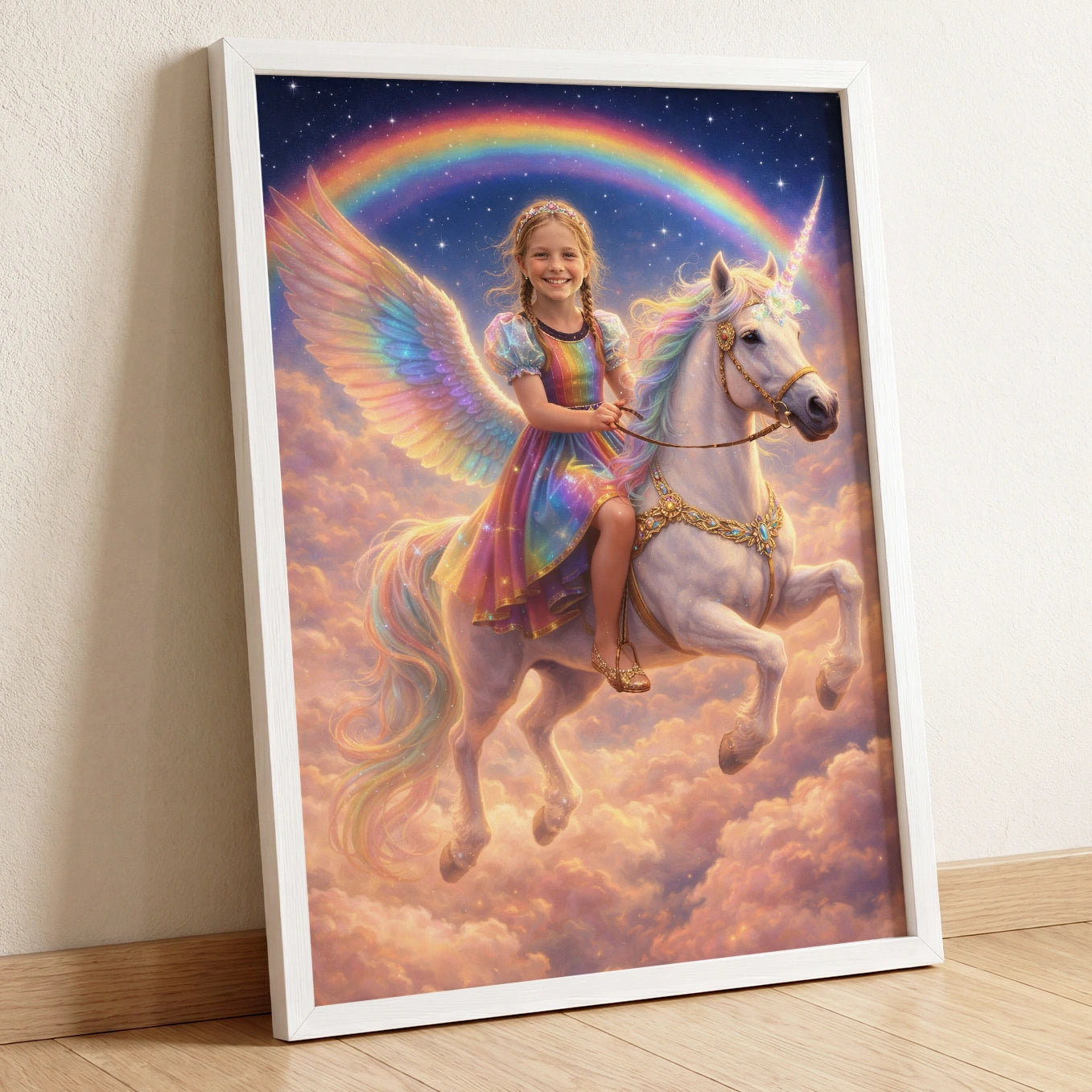 Personalisiertes Kinderposter "Fliegendes Einhorn Prinzessin"