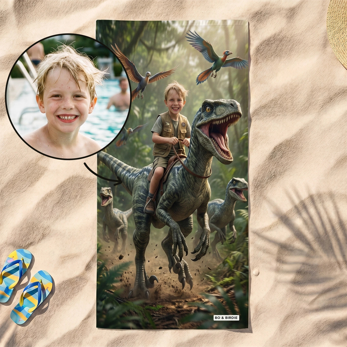 Personalisiertes Badehandtuch "Dino"