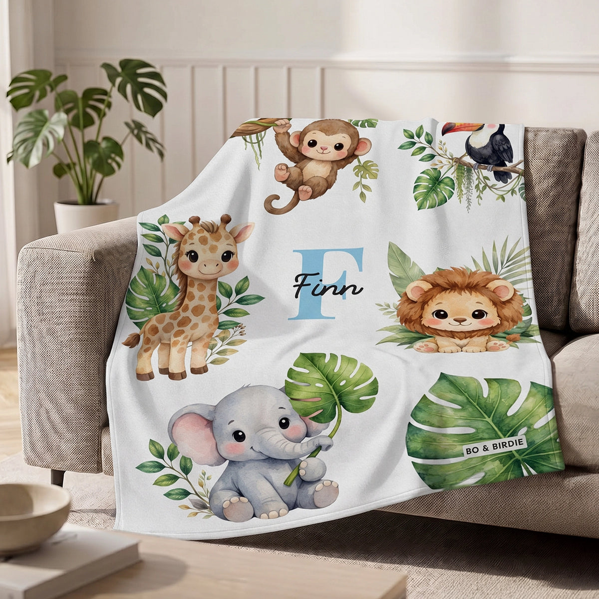 Personalisierte Decke "Safari Tiere"