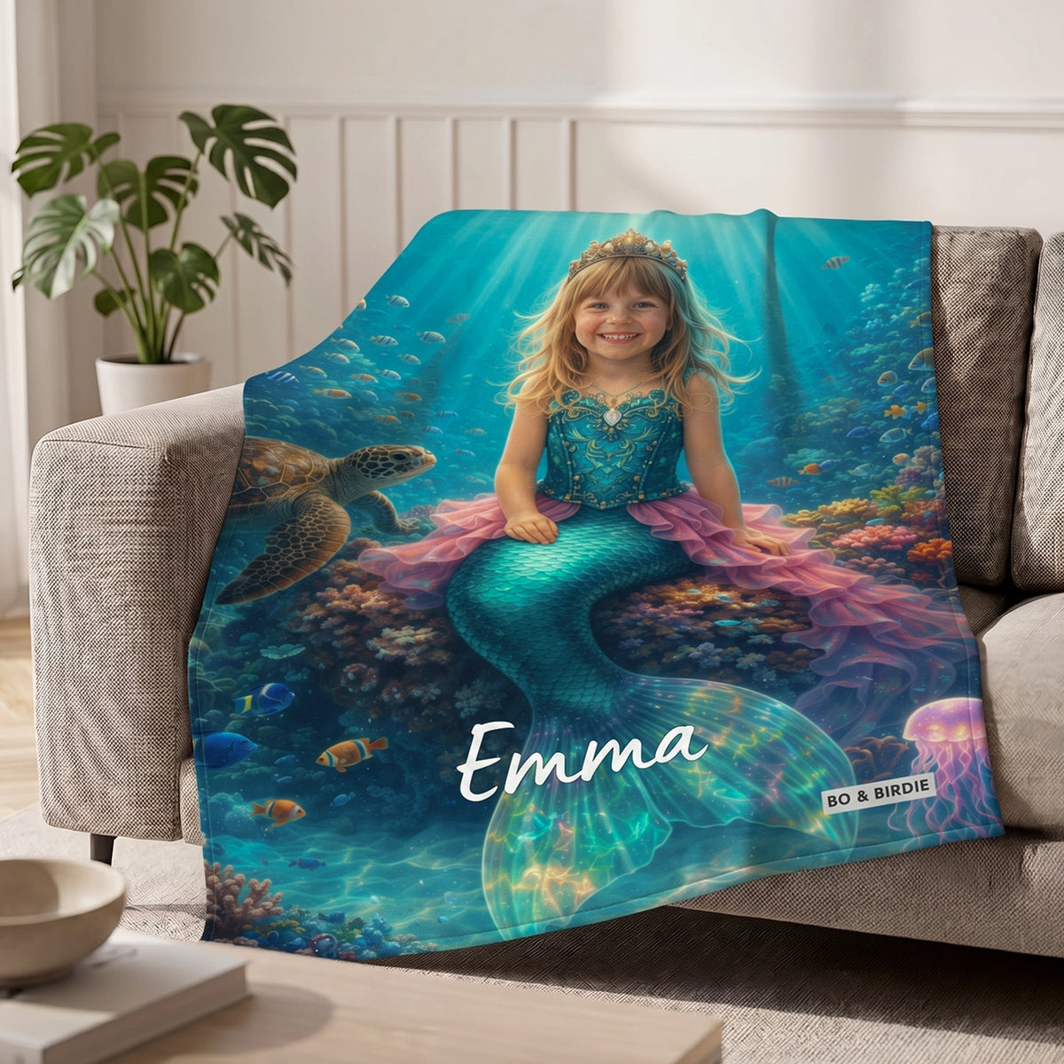 Personalisierte Decke "Meerjungfrau"