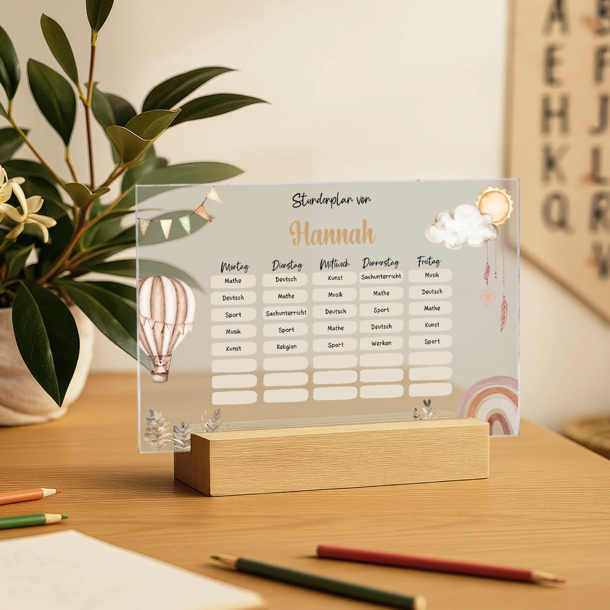 Personalisierter Boho Stundenplan