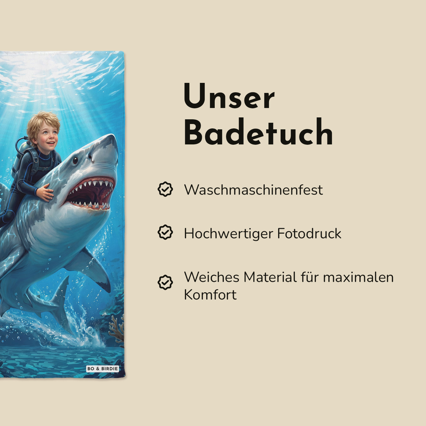 Personalisiertes Badehandtuch "Hai"