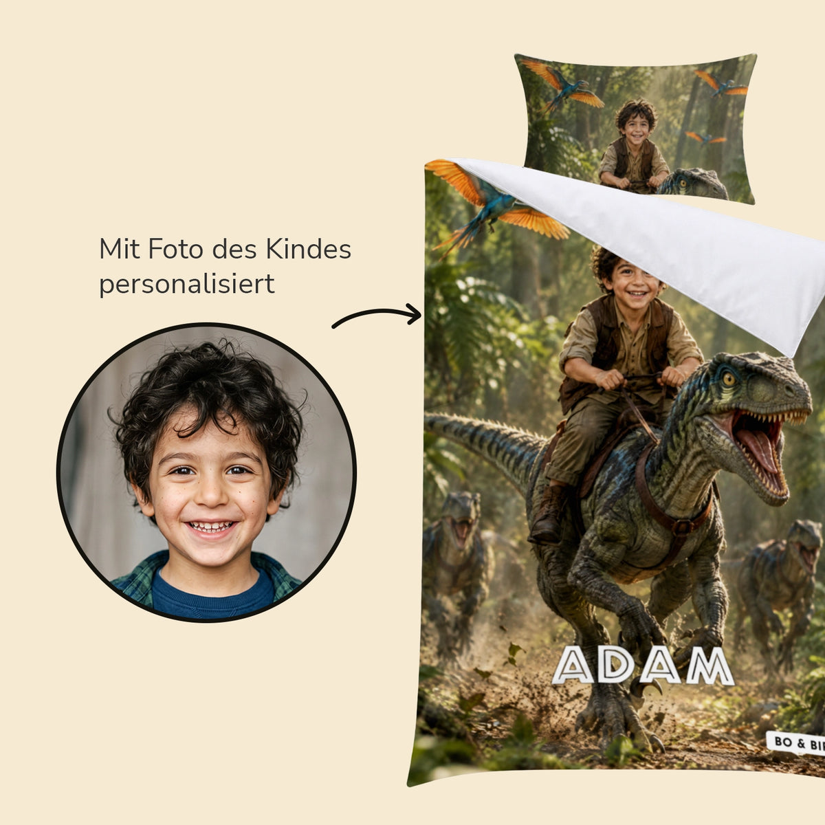 Personalisierte Bettwäsche "Dino"