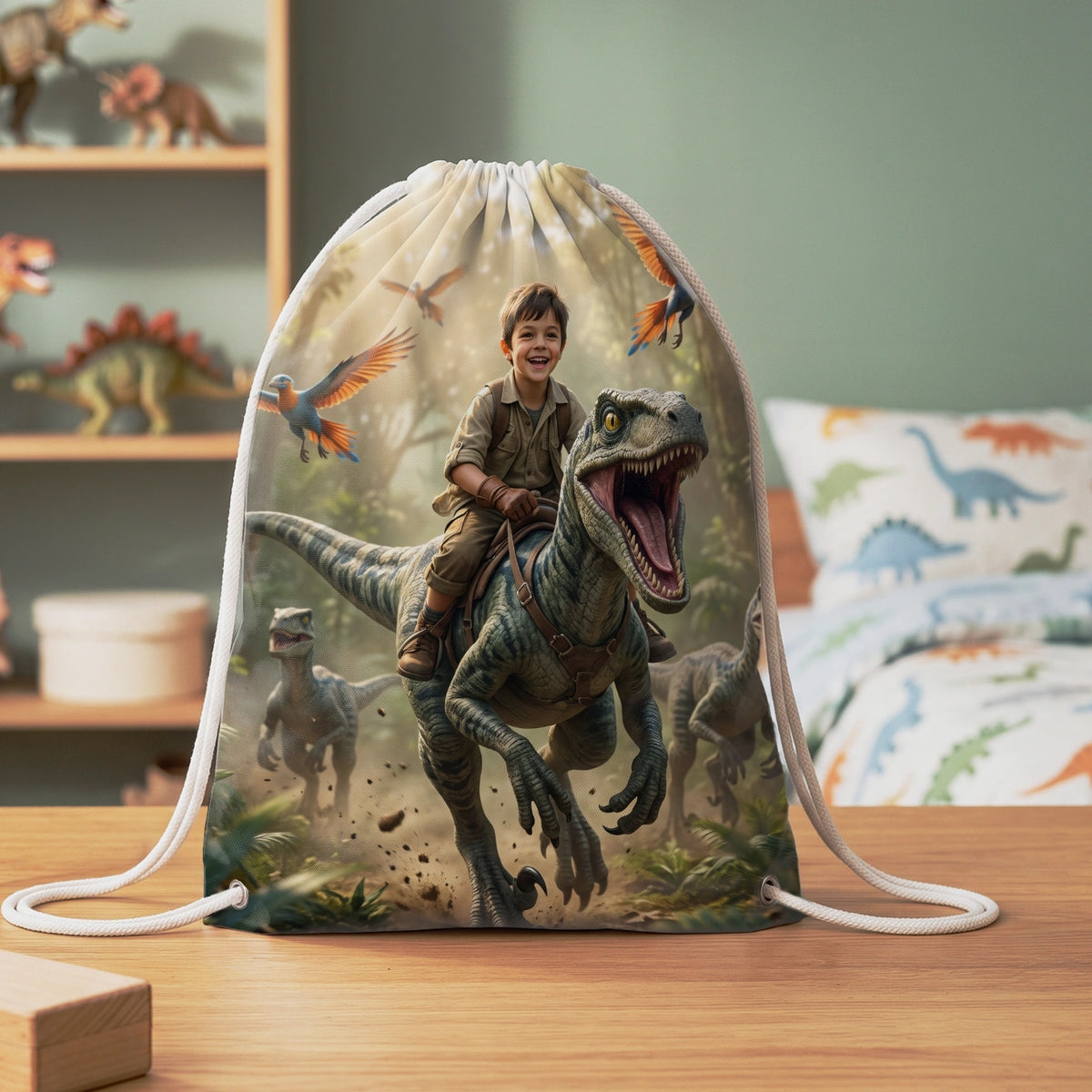 Personalisierter Kinder Turnbeutel "Dino"