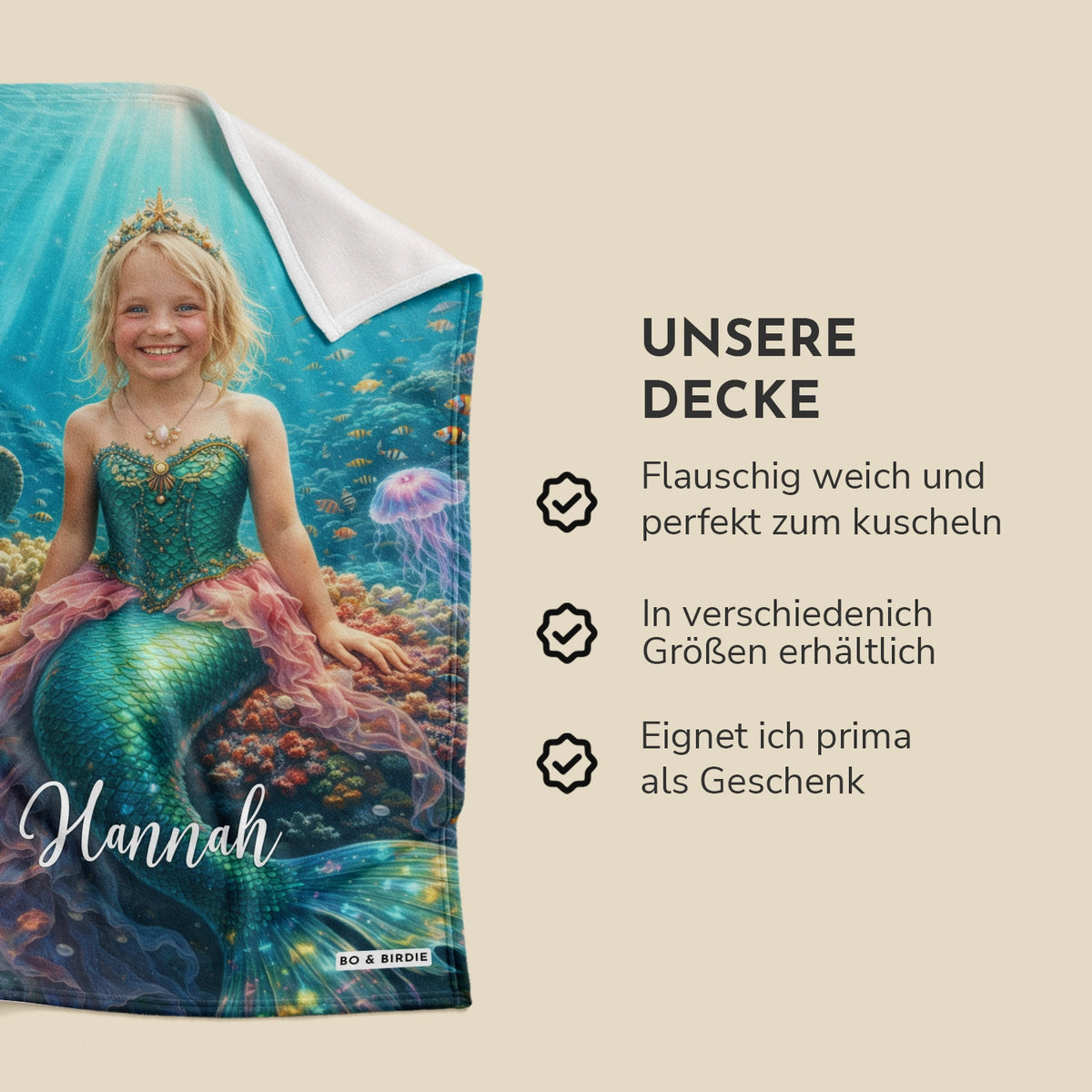 Personalisierte Decke "Meerjungfrau"