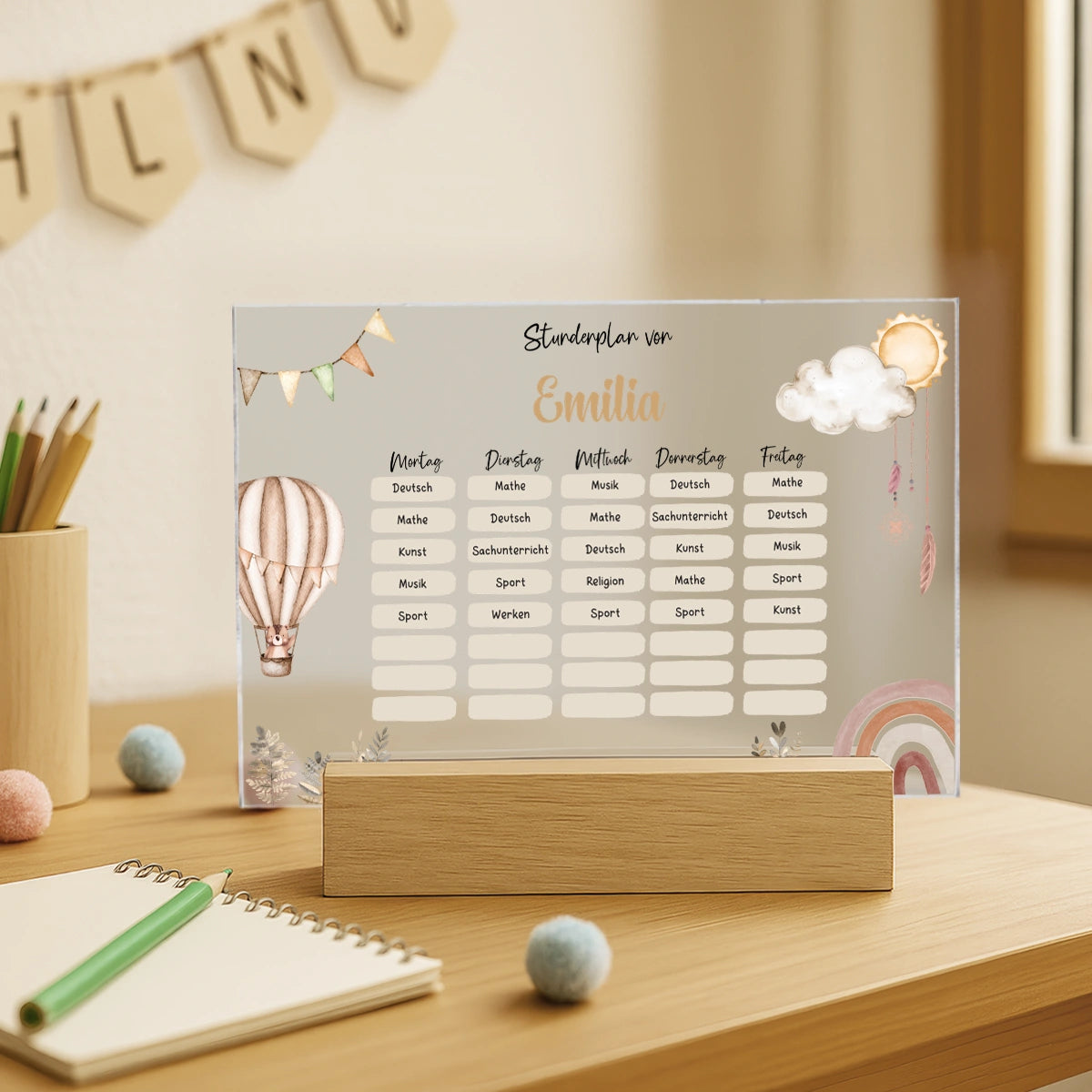 Personalisierter Boho Stundenplan