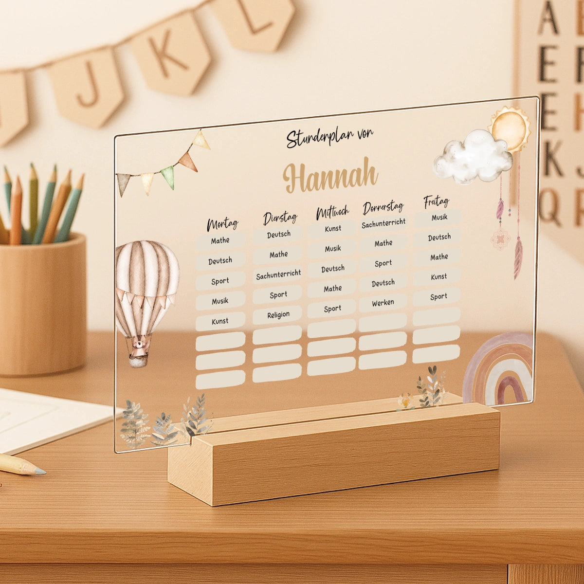 Personalisierter Boho Stundenplan