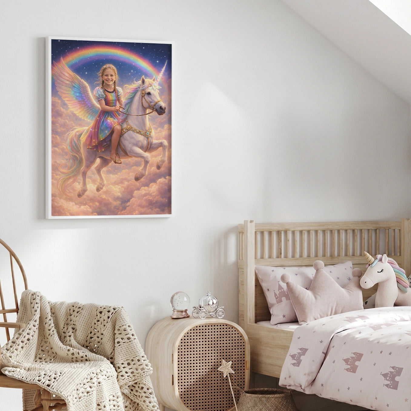 Personalisiertes Kinderposter "Fliegendes Einhorn Prinzessin"