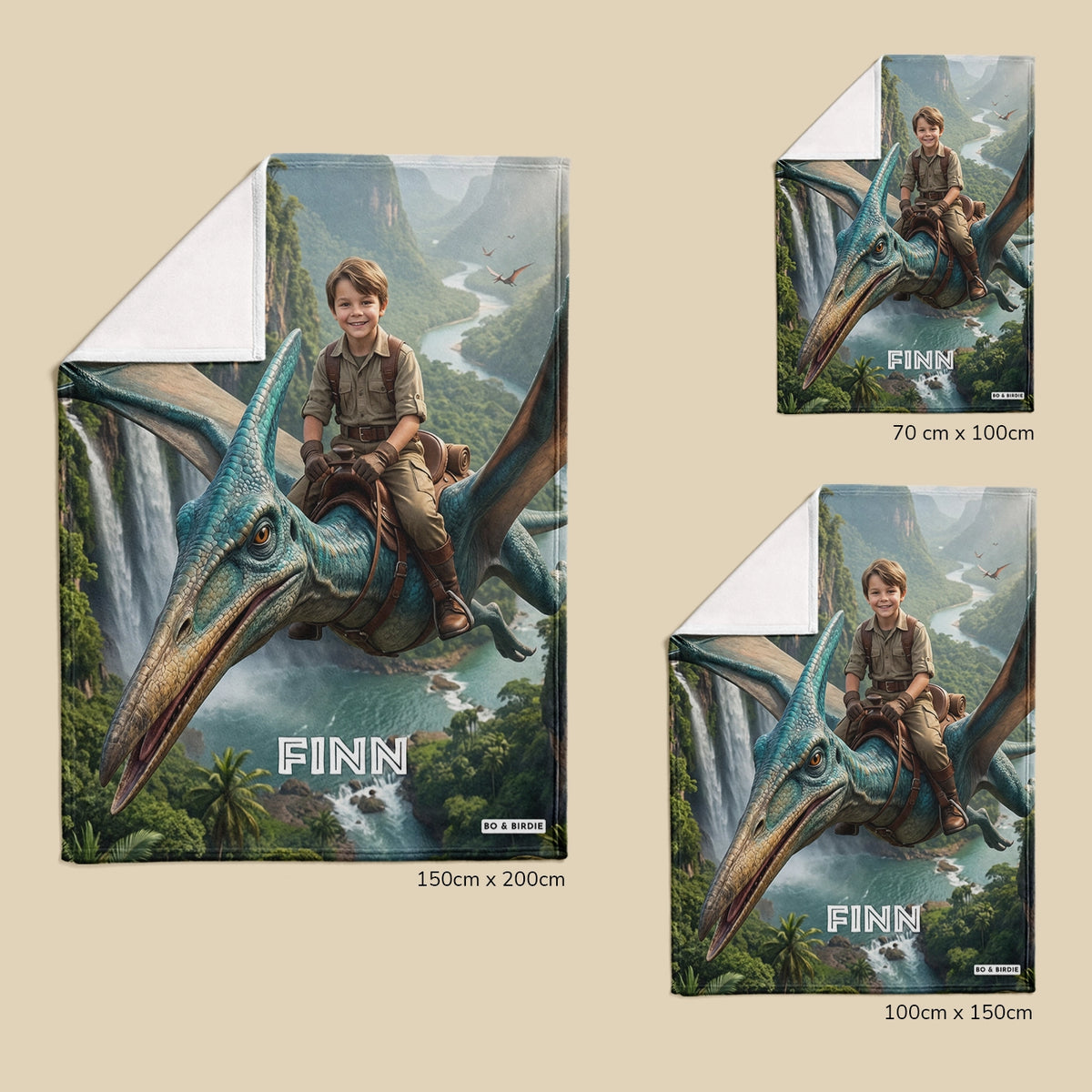 Personalisierte Decke "Fliegender Dino"