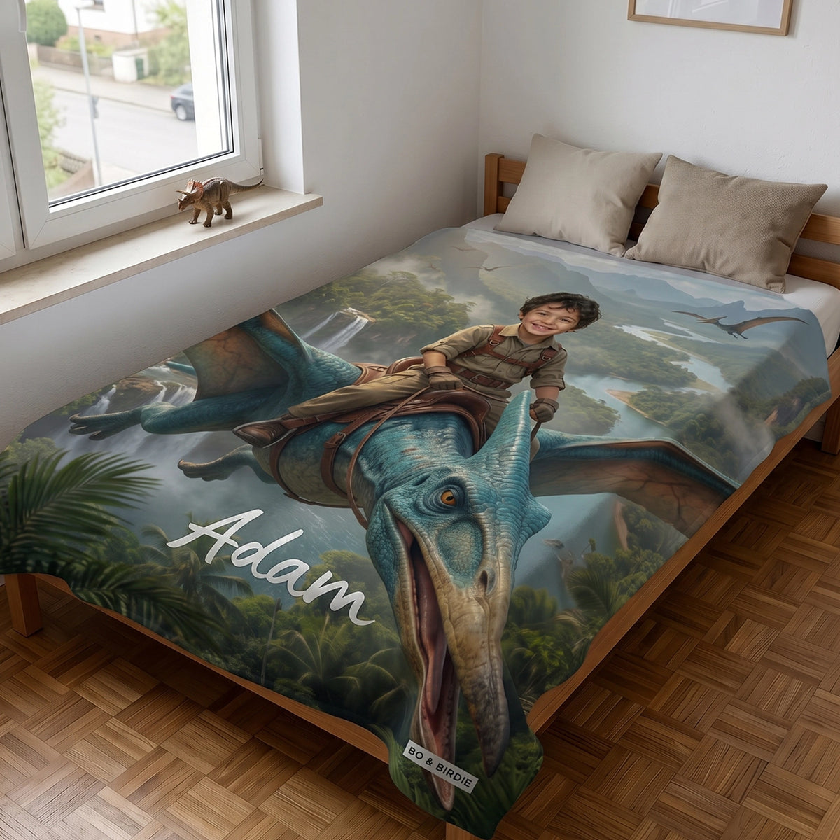 Personalisierte Decke "Fliegender Dino"