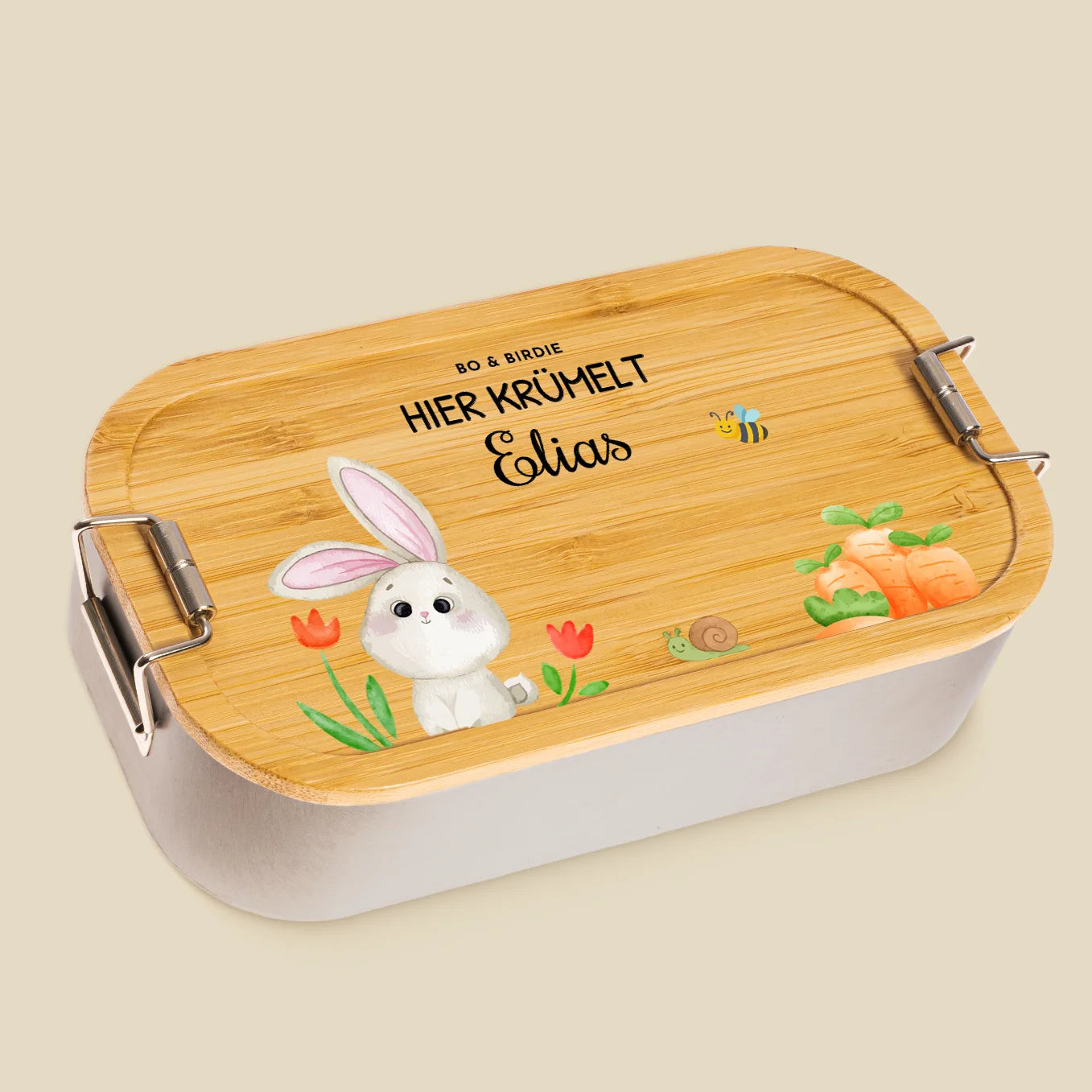 Personalisierte Brotdose mit Bambusdeckel "Osterhase"