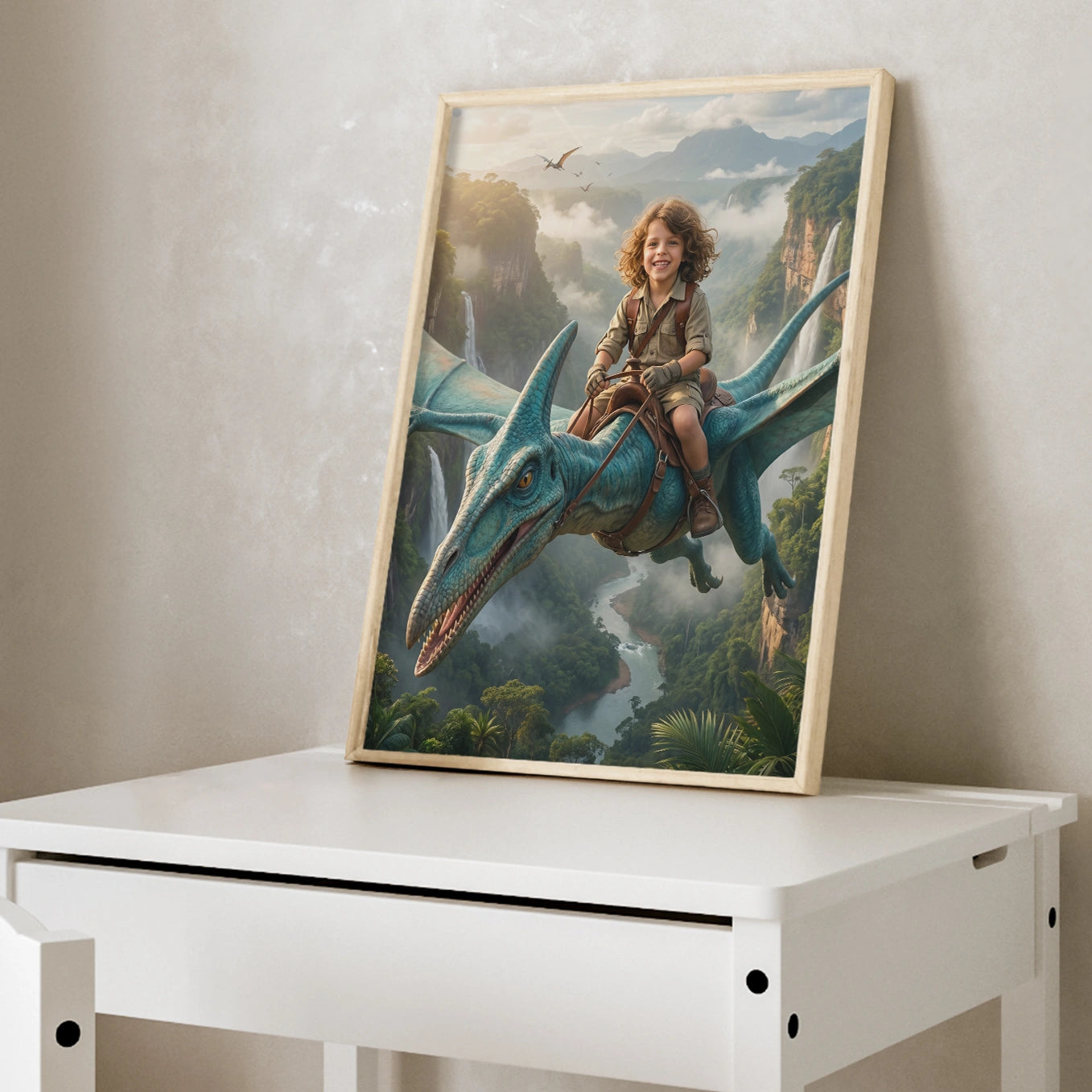 Personalisiertes Kinderposter "Fliegender Dino"