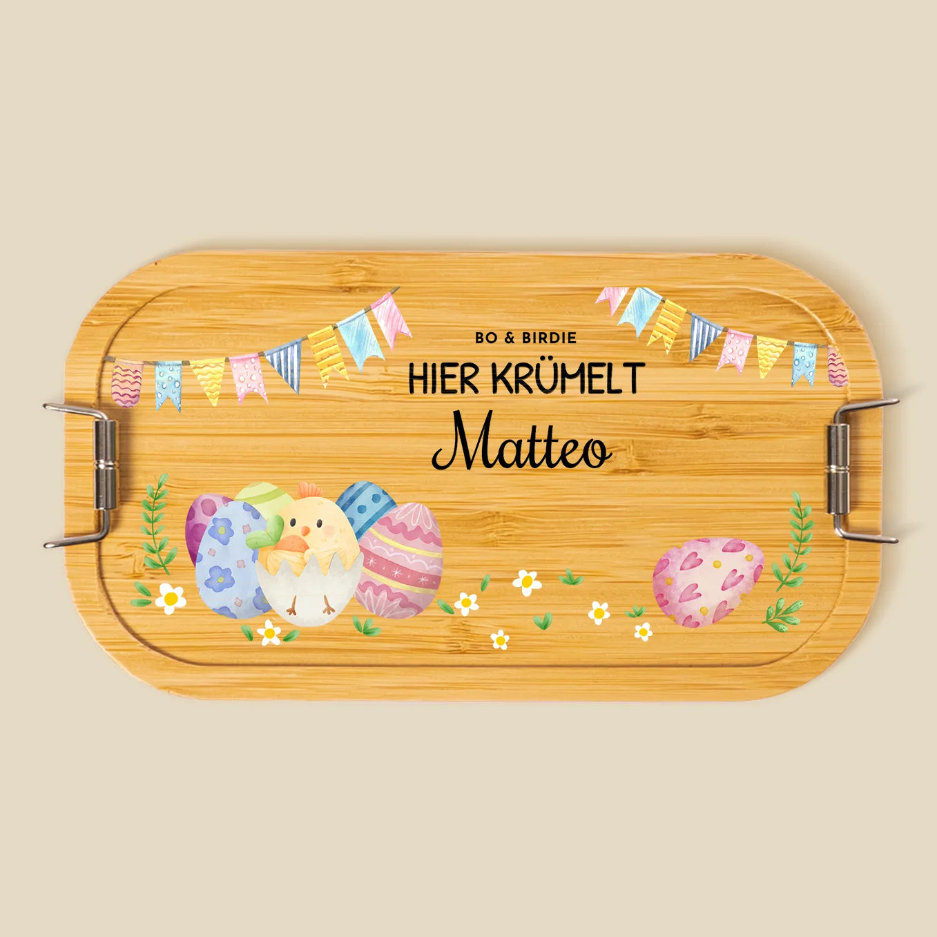 Personalisierte Brotdose mit Bambusdeckel "Osterhase"