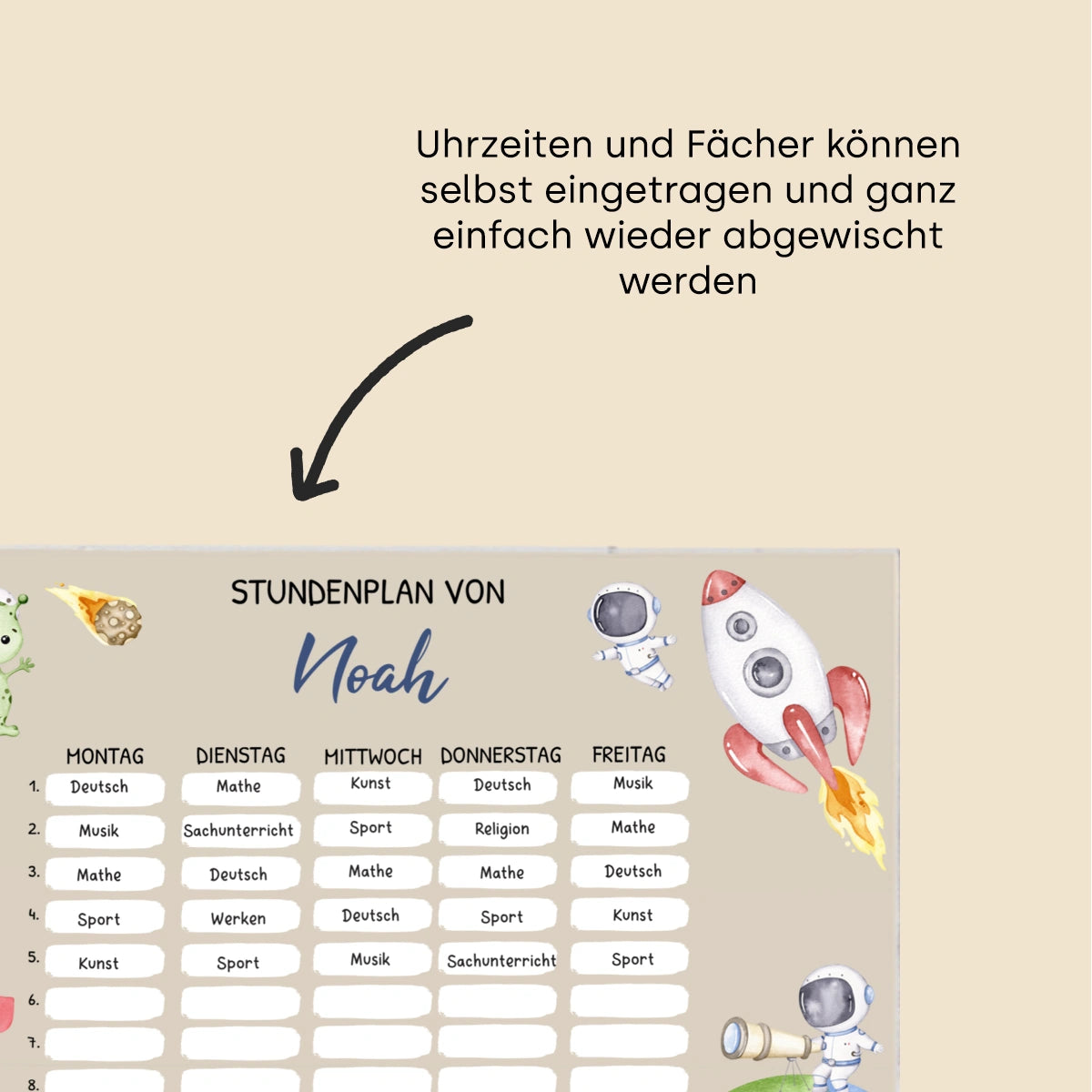 Personalisierter Space Stundenplan