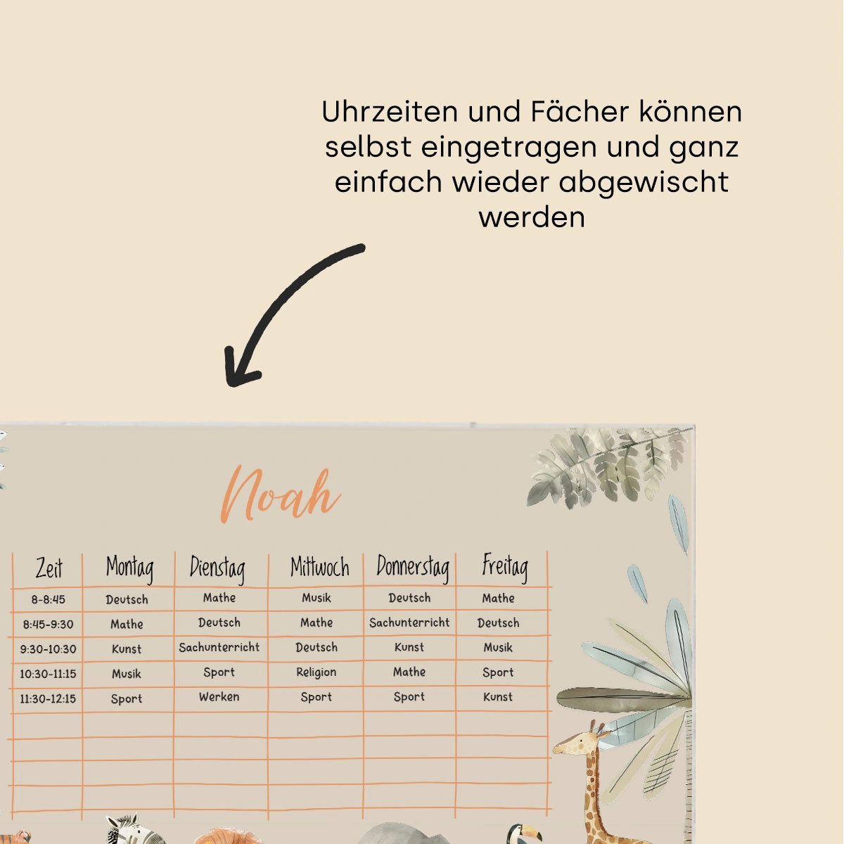 Personalisierter Safari Stundenplan
