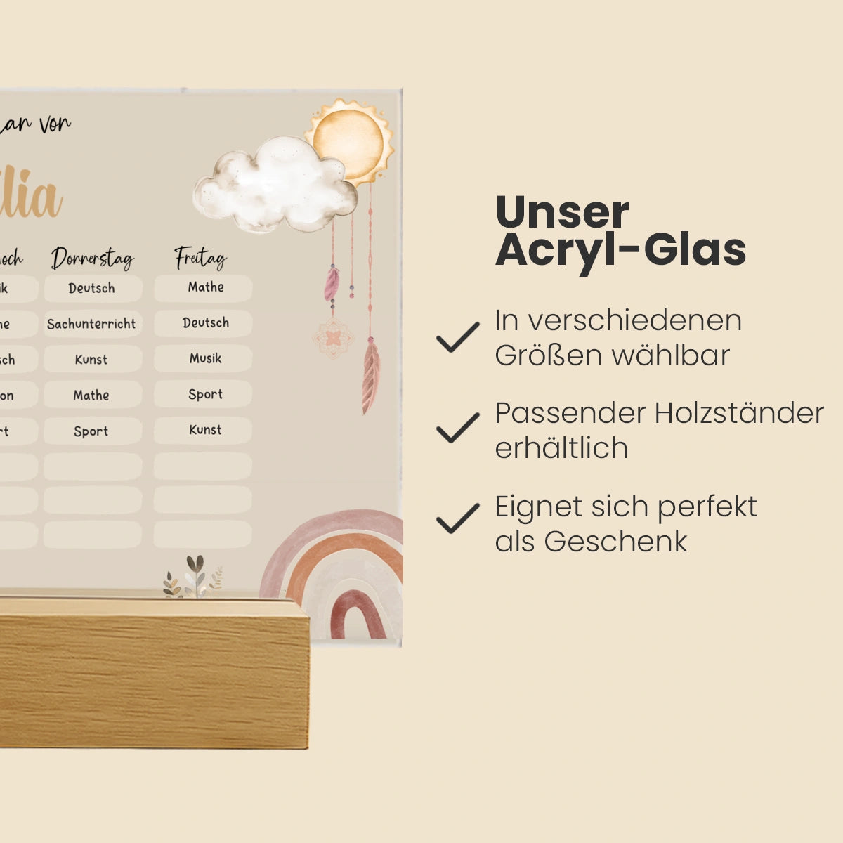 Personalisierter Boho Stundenplan