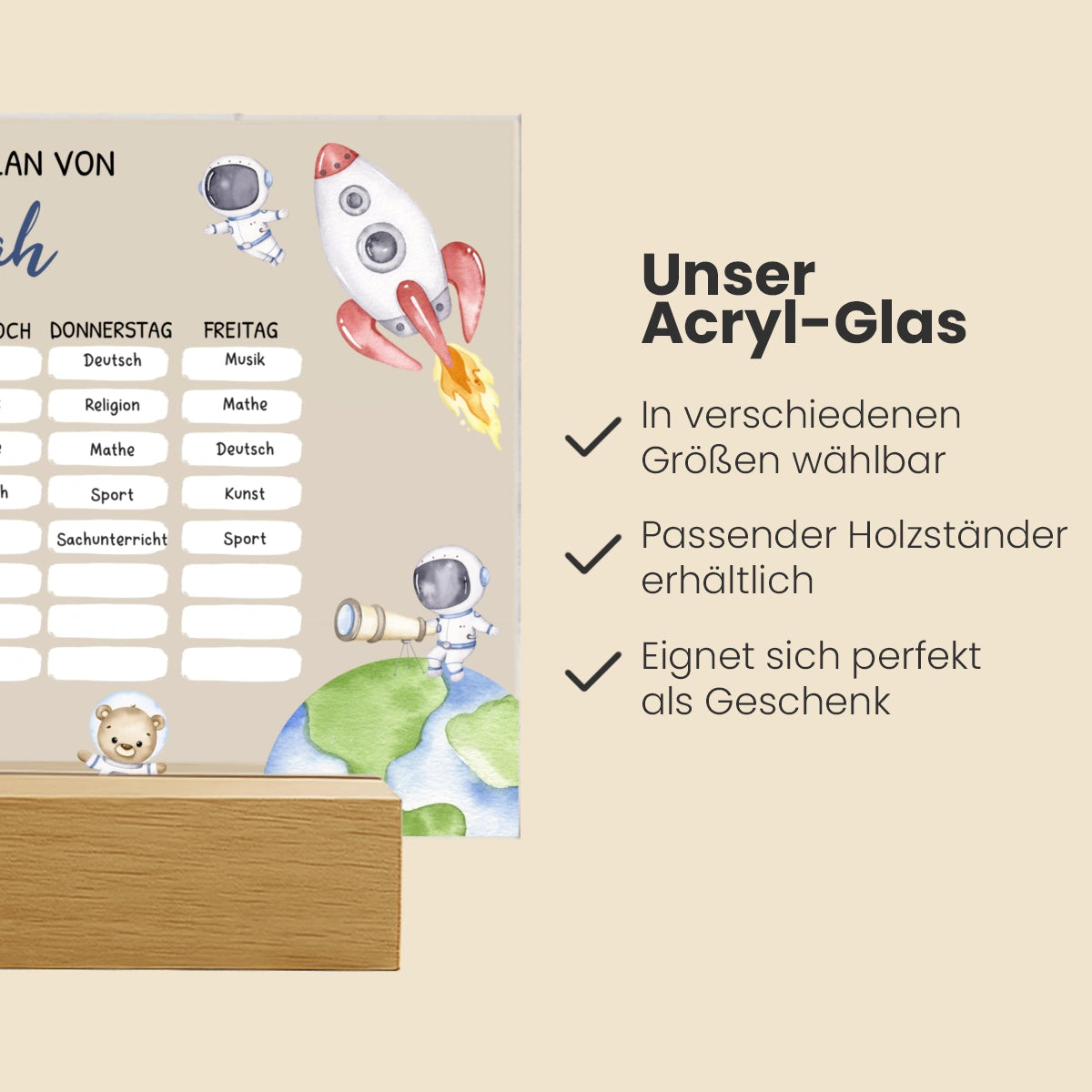 Personalisierter Space Stundenplan