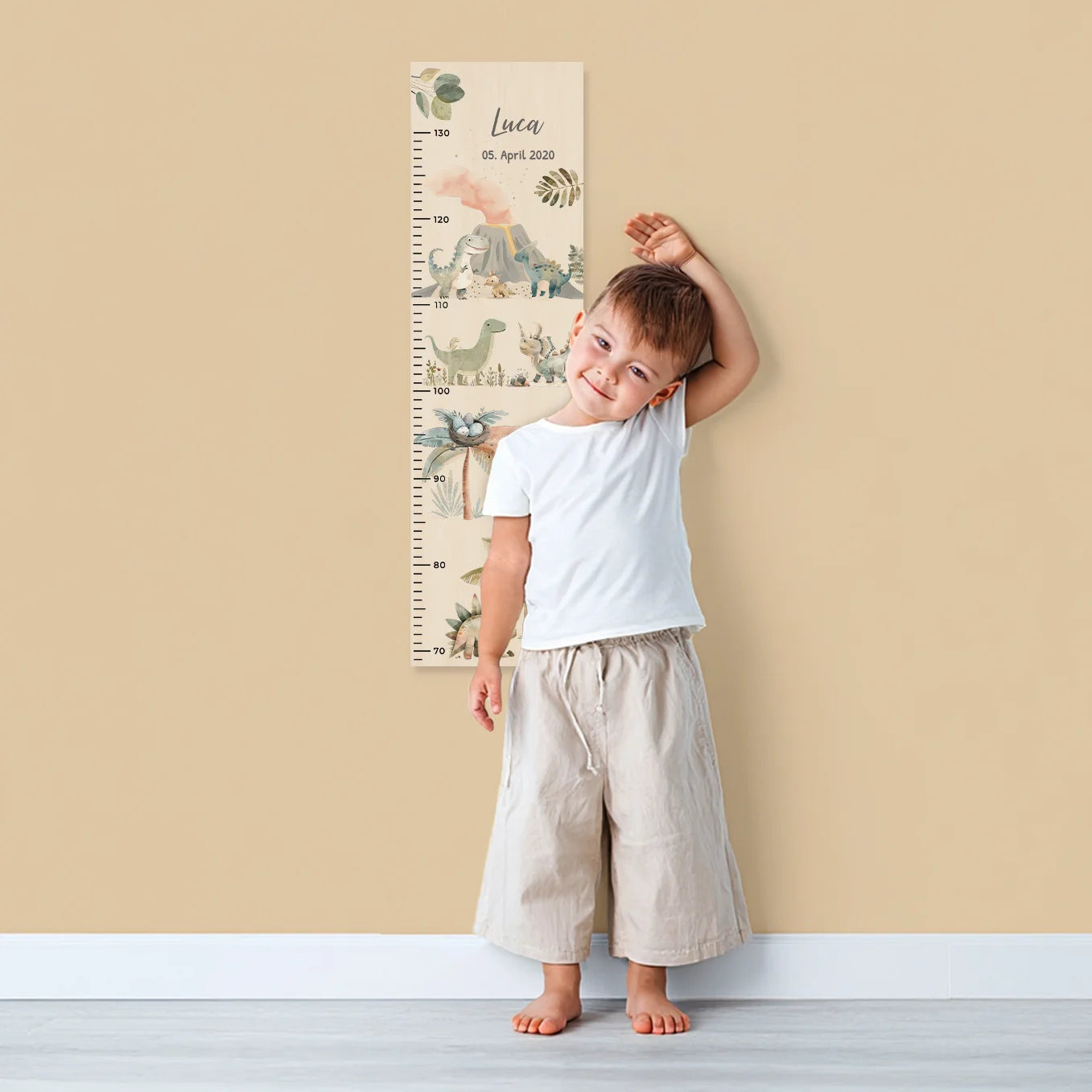 Personalisierte Messlatte "Boho Dinosaurier"