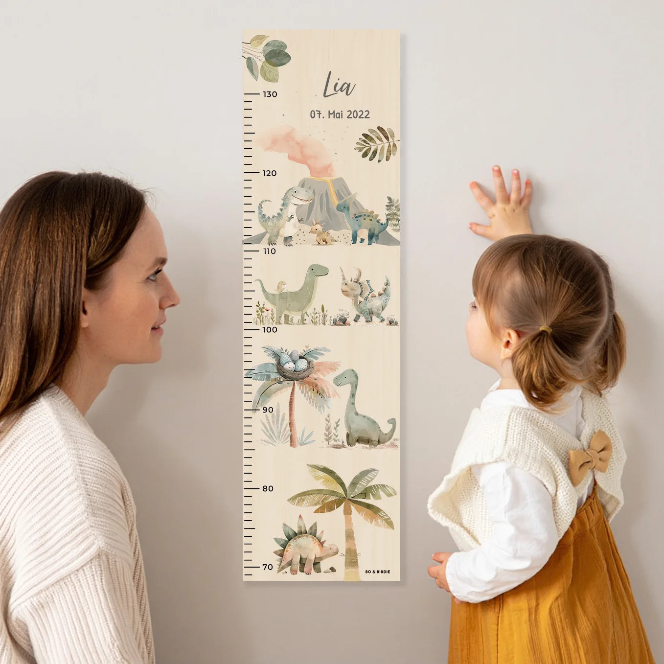 Personalisierte Messlatte "Boho Dinosaurier"