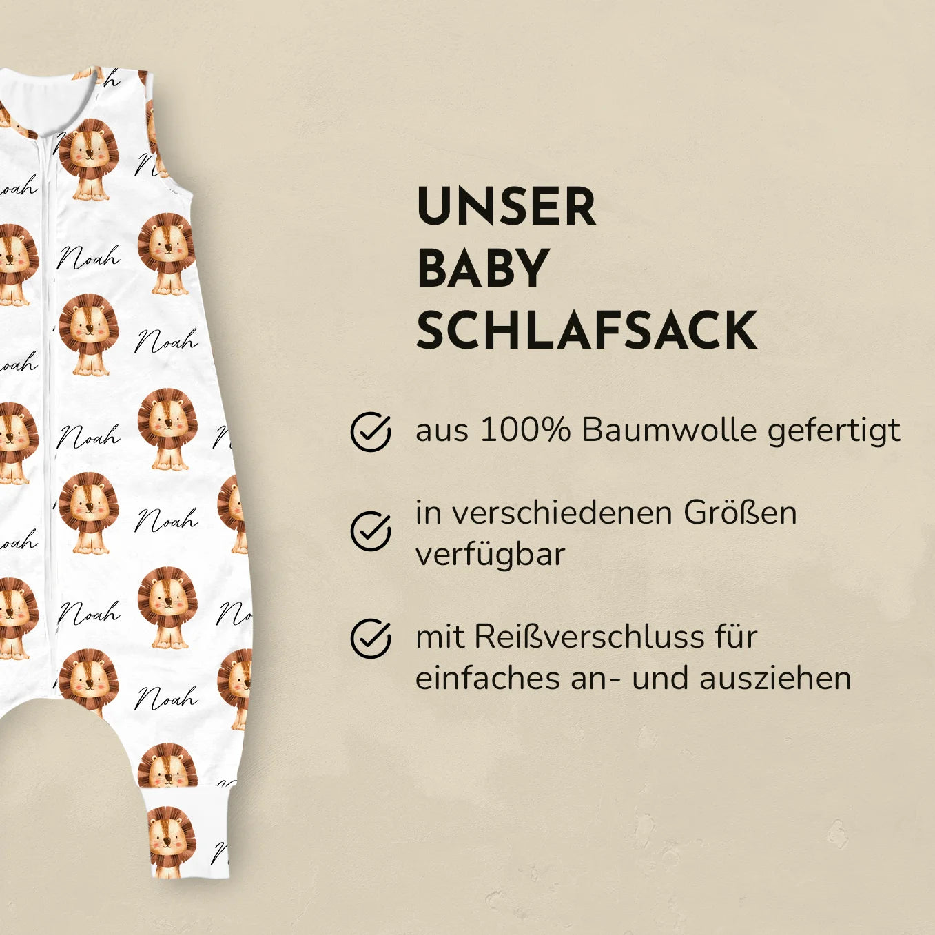 schlafsack kleidung ausziehen Personalisierter Baby Schlafsack mit Lieblingstier & Namen