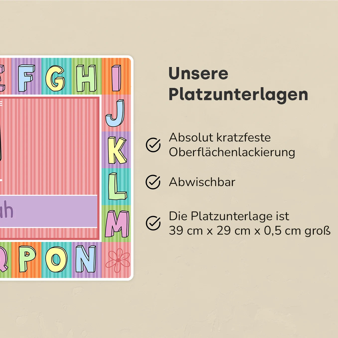Personalisierte Tischunterlage "Alphabet"