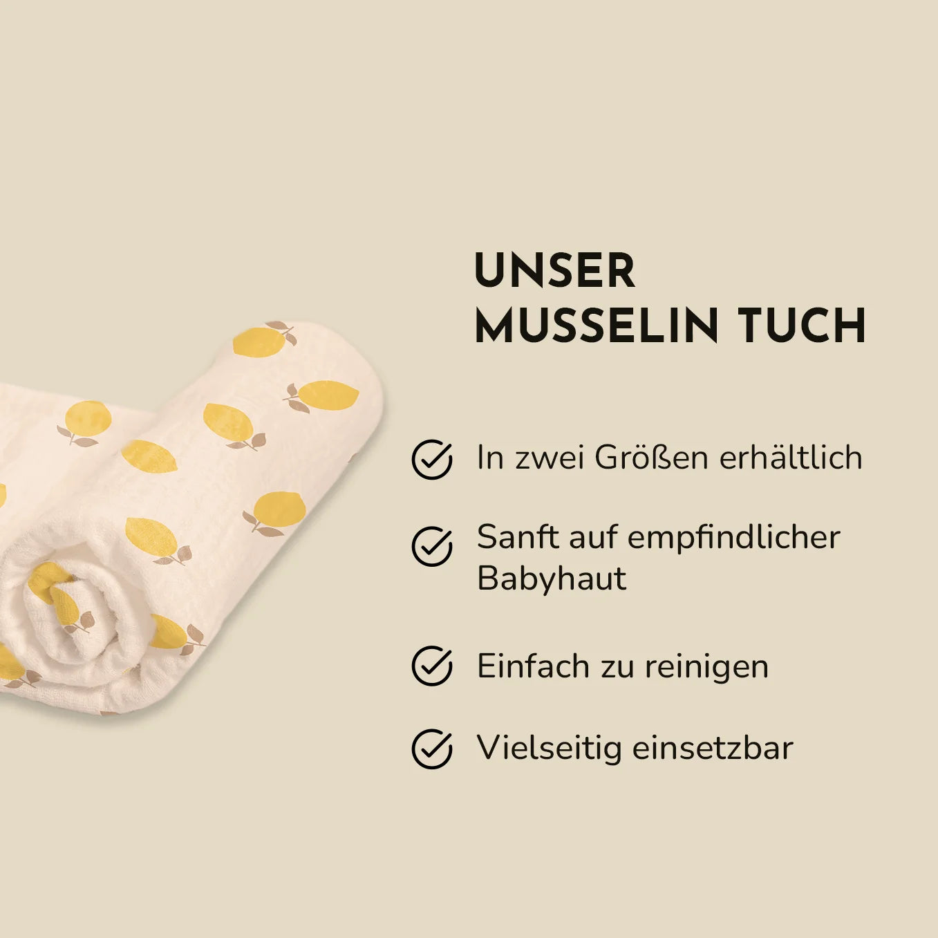 Personalisiertes Set Musselintücher "Zitrone"