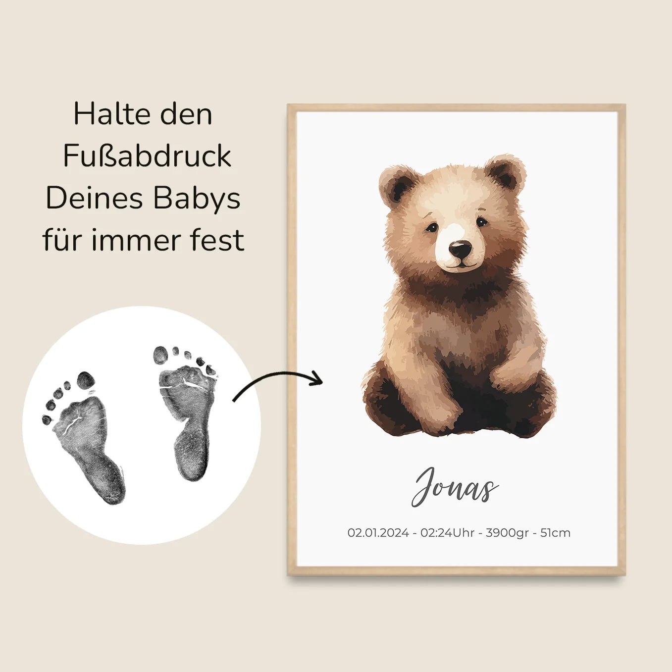 Personalisiertes Poster "Fußabdruck Baby"
