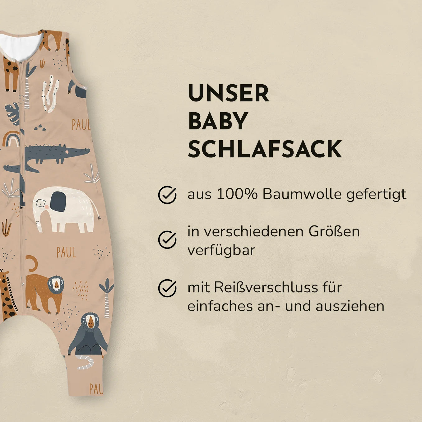 Personalisierter Baby Schlafsack "Savanne"