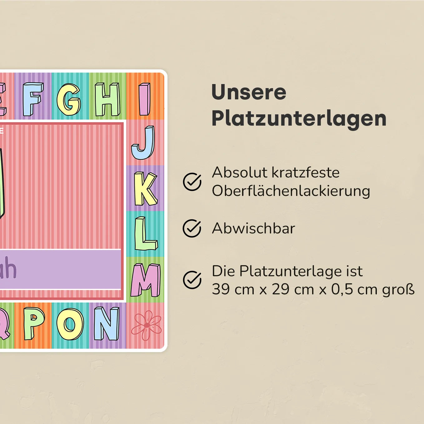 Personalisierte Tischunterlage "Alphabet"