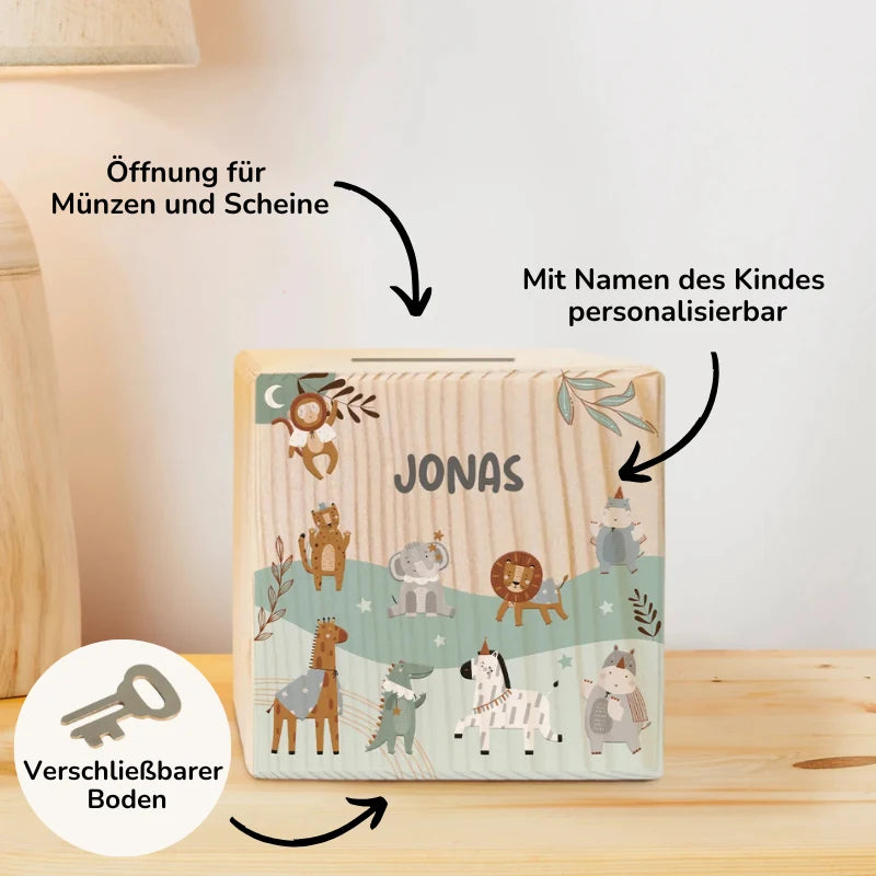 Personalisierte Holzspardose "Magie"