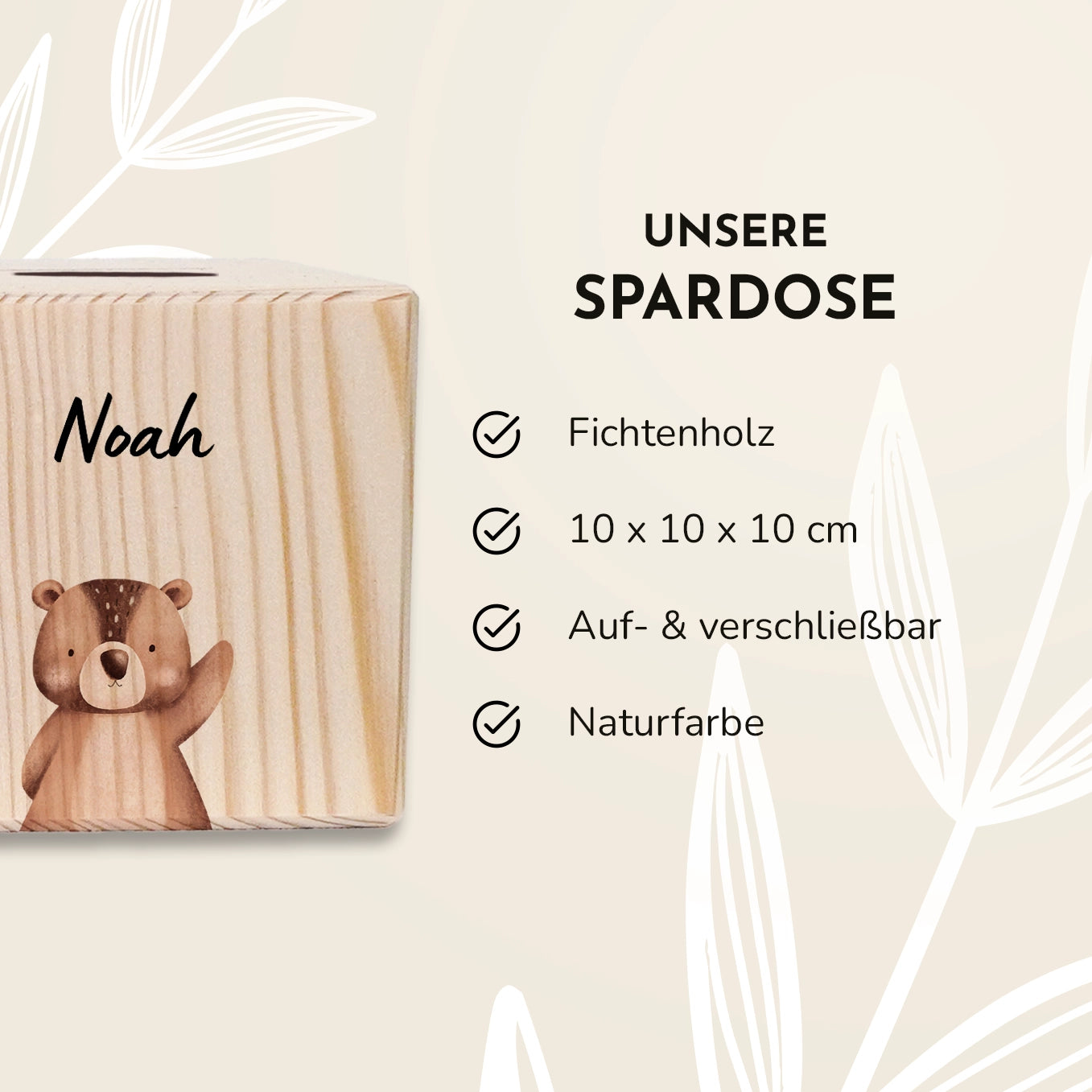 Personalisierte Holzspardose "Lieblingstier" Bo & Birdie