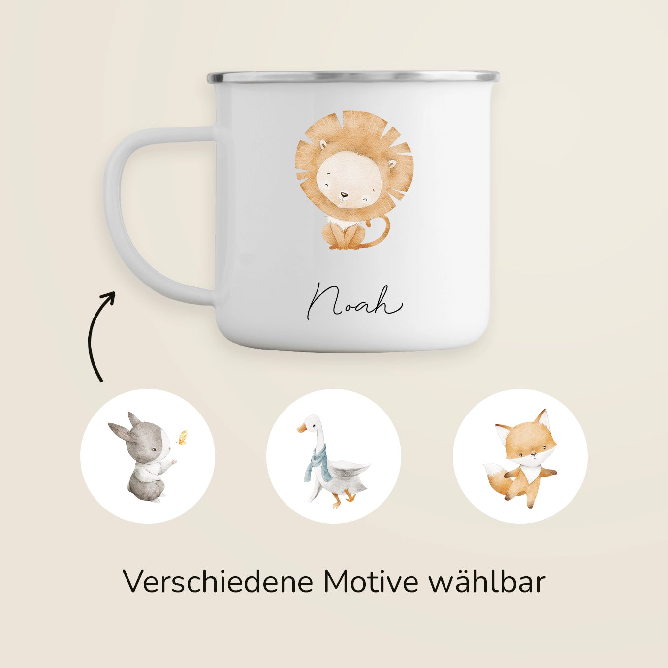 Personalisierte Kindertasse "Tiere" Bo & Birdie