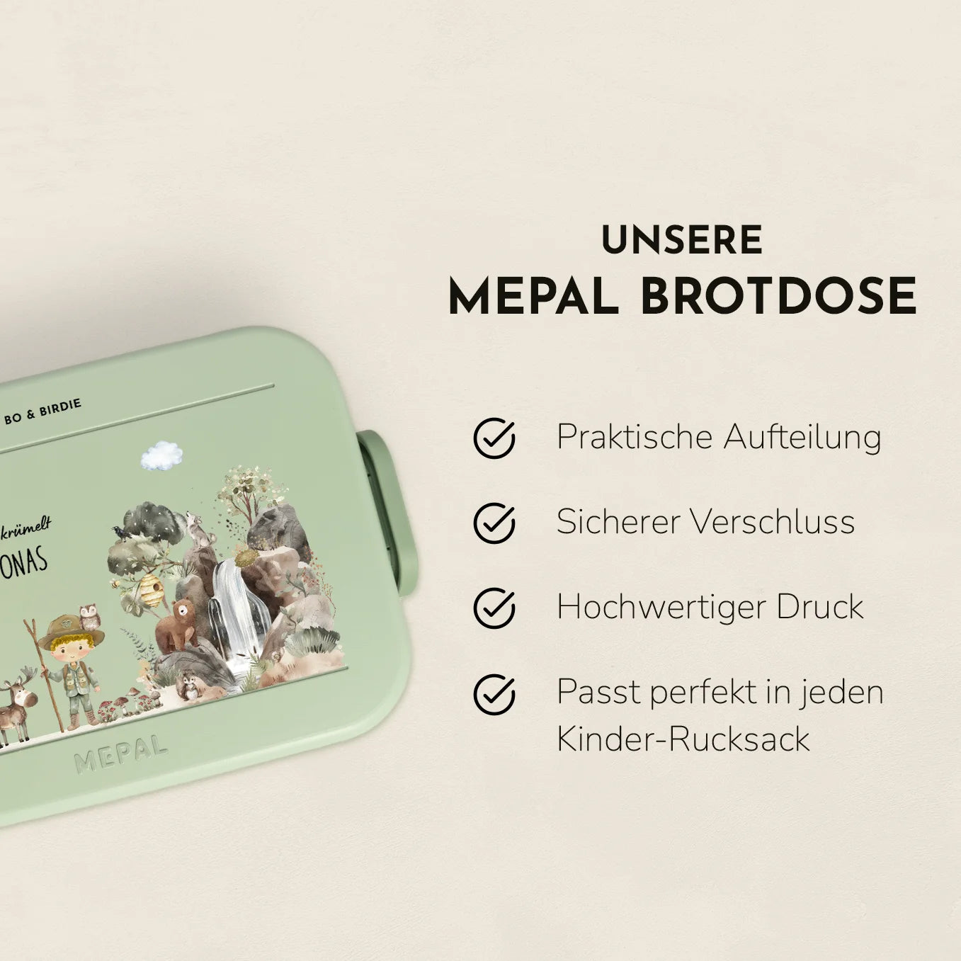 Personalisierte Mepal Brotdose "Wildnis" Bo & Birdie