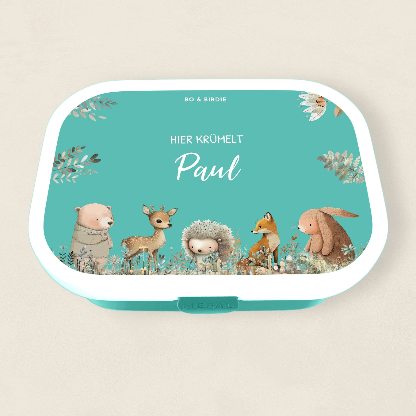 Personalisierte Mepal Brotdose "Aquarell Tiere im Wald" Bo & Birdie