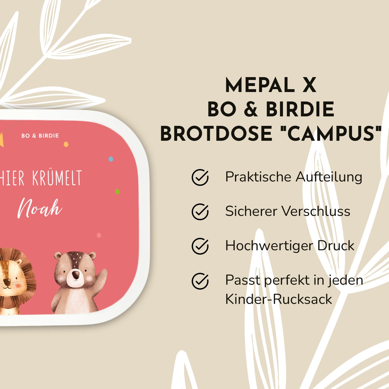 Personalisierte Mepal Brotdose "Konfetti" Bo & Birdie