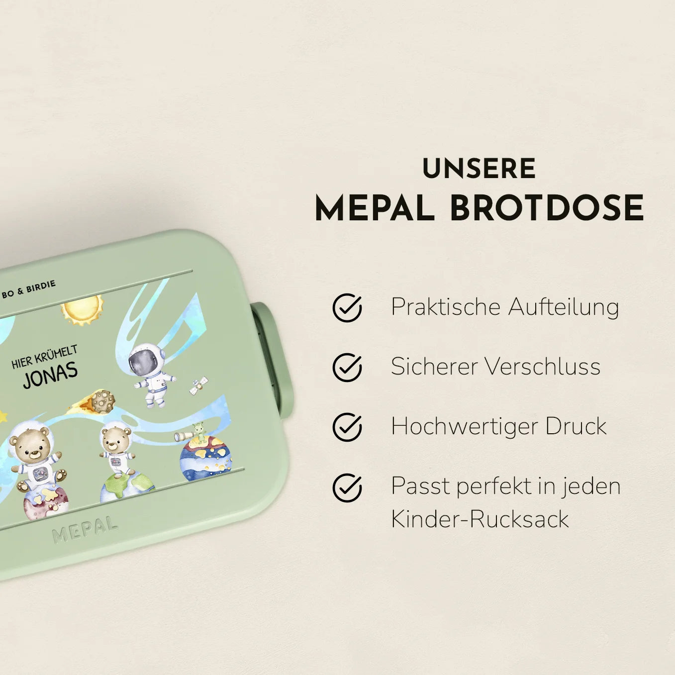 Personalisierte Mepal Brotdose "Weltall Astronauten" Bo & Birdie