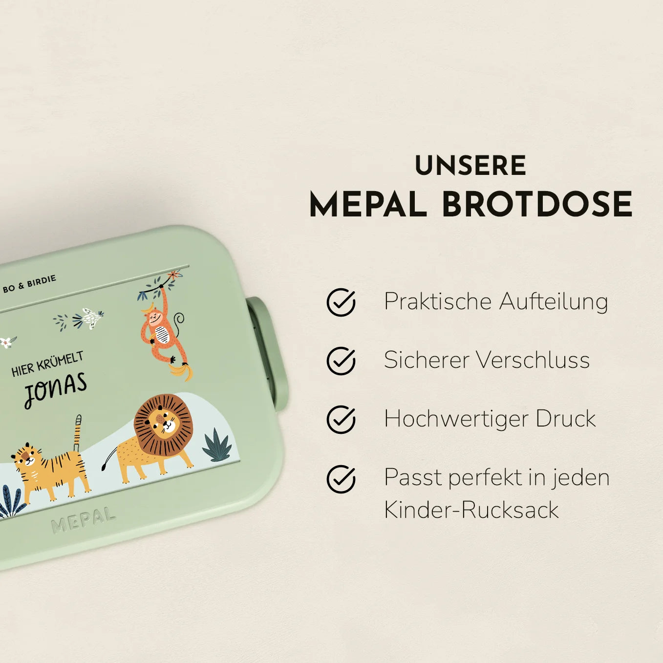 Personalisierte Mepal Brotdose "Wilde Safari" Bo & Birdie