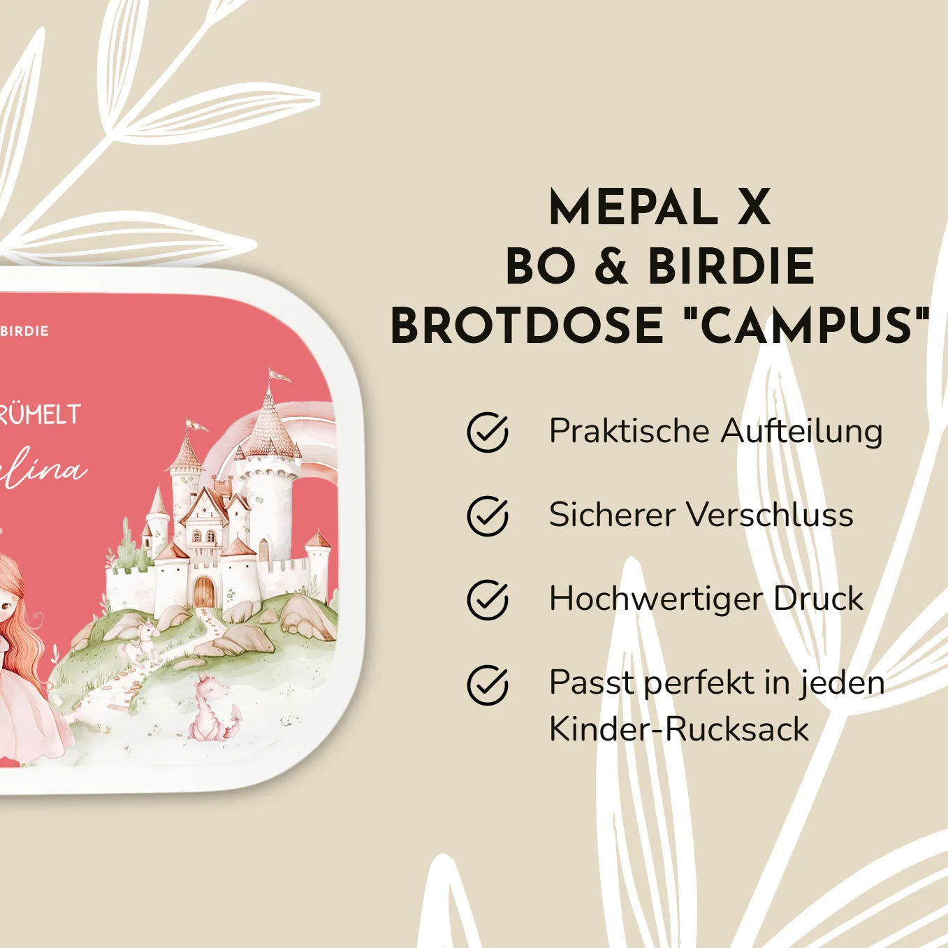 Personalisierte Mepal Brotdose "Prinzessin" Bo & Birdie