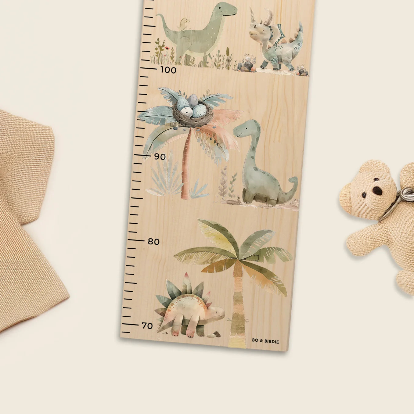 Personalisierte Messlatte "Boho Dinosaurs" Bo & Birdie