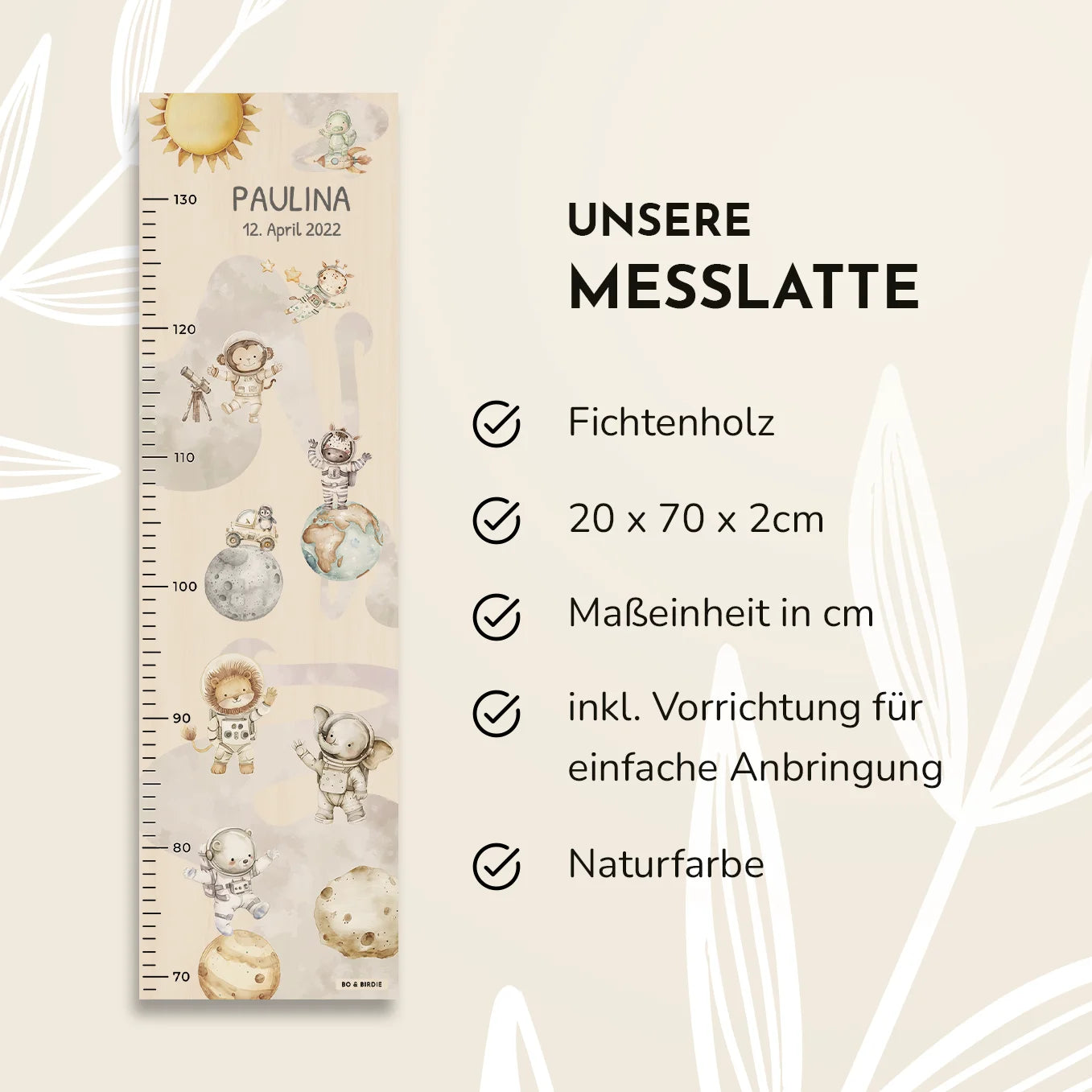 Personalisierte Messlatte "Weltall Safari"