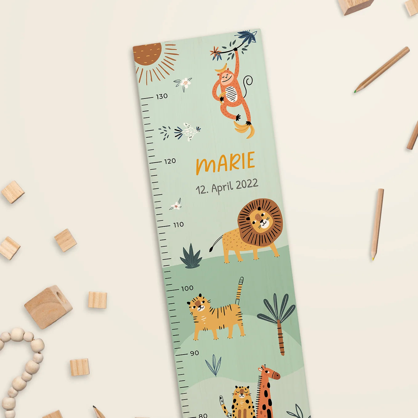 Personalisierte Messlatte "Wilde Safari" Bo & Birdie