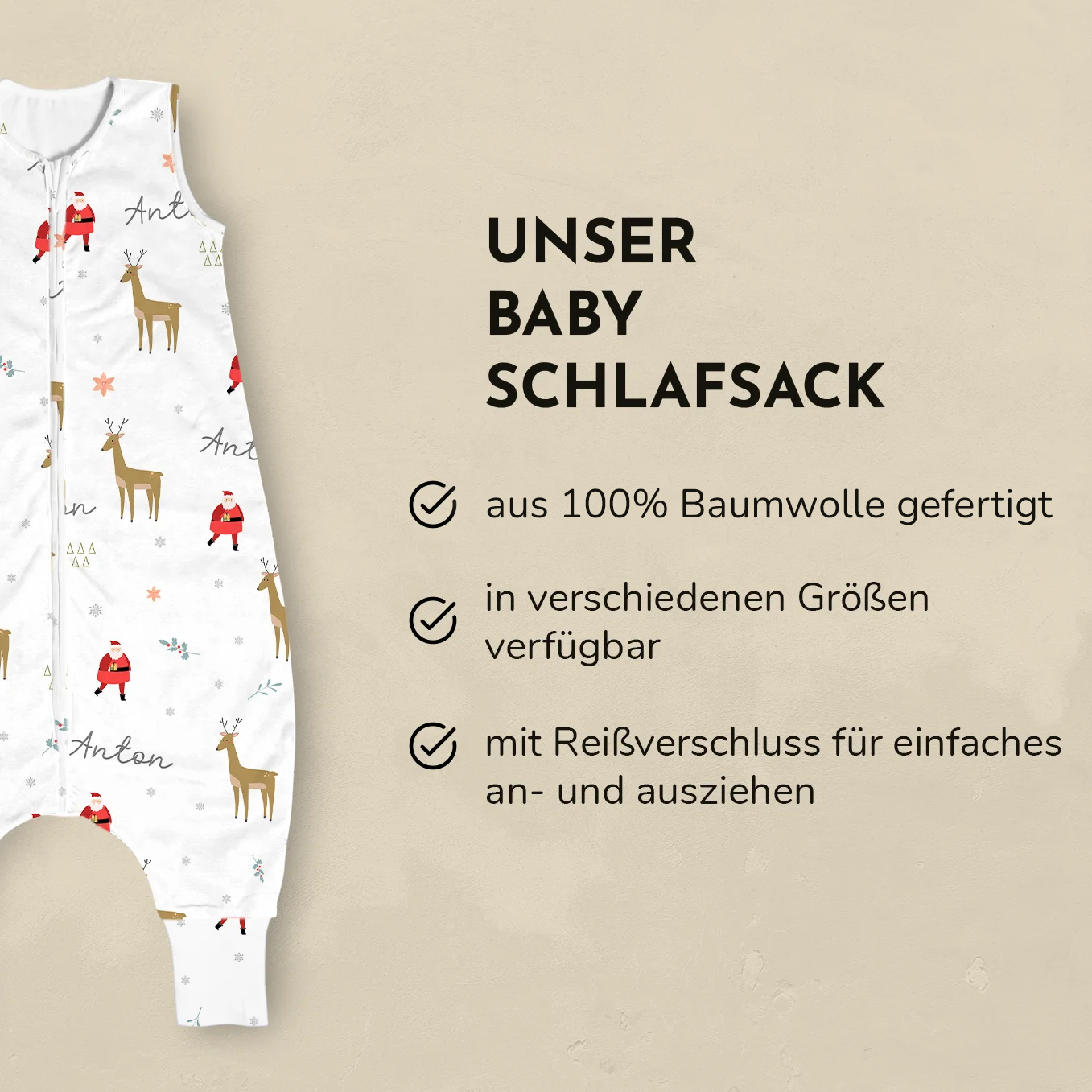 Personalisierter Baby Schlafsack "Weihnachten" Bo & Birdie