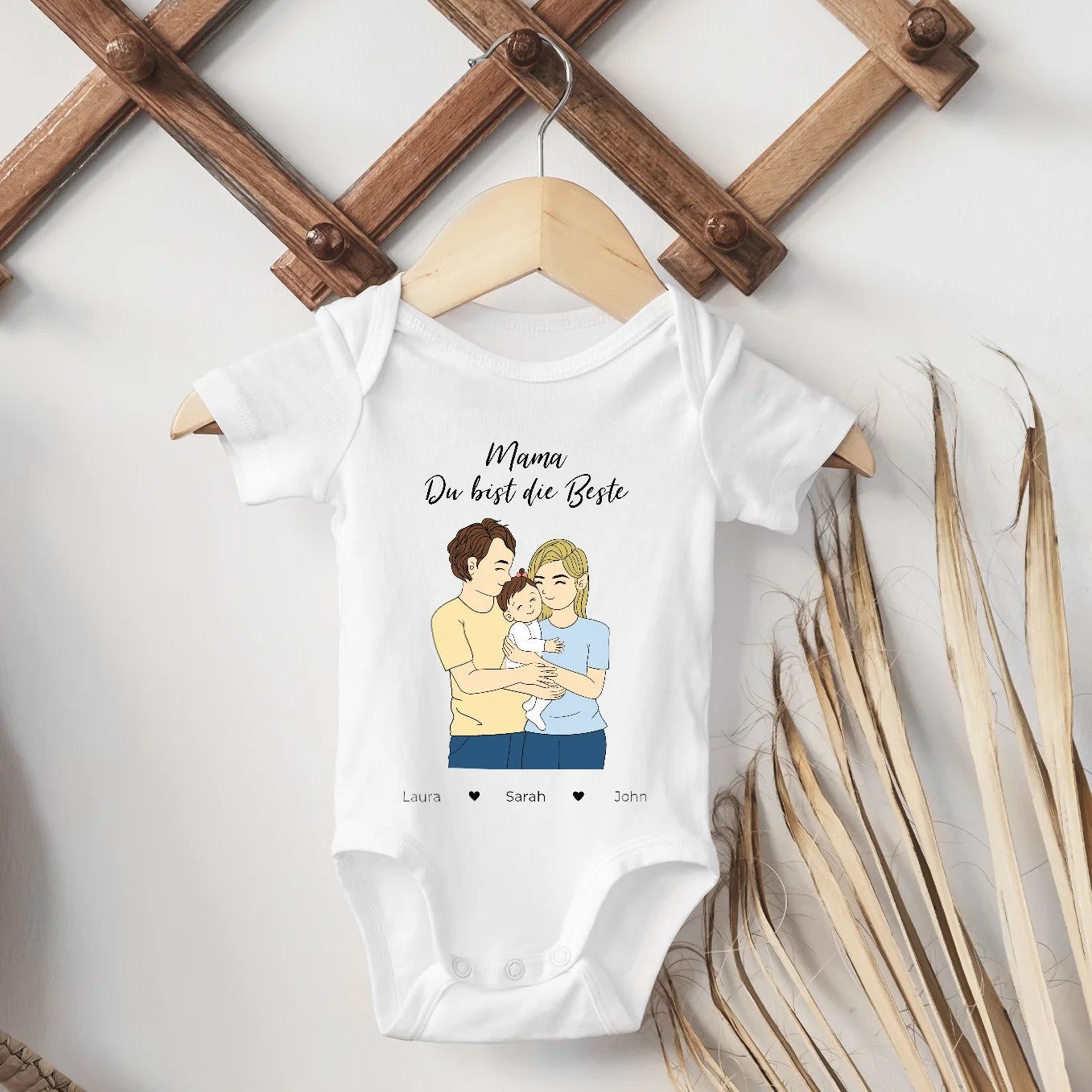 Personalisierter Babybody "Mama" Cartoon-Stil Bo & Birdie