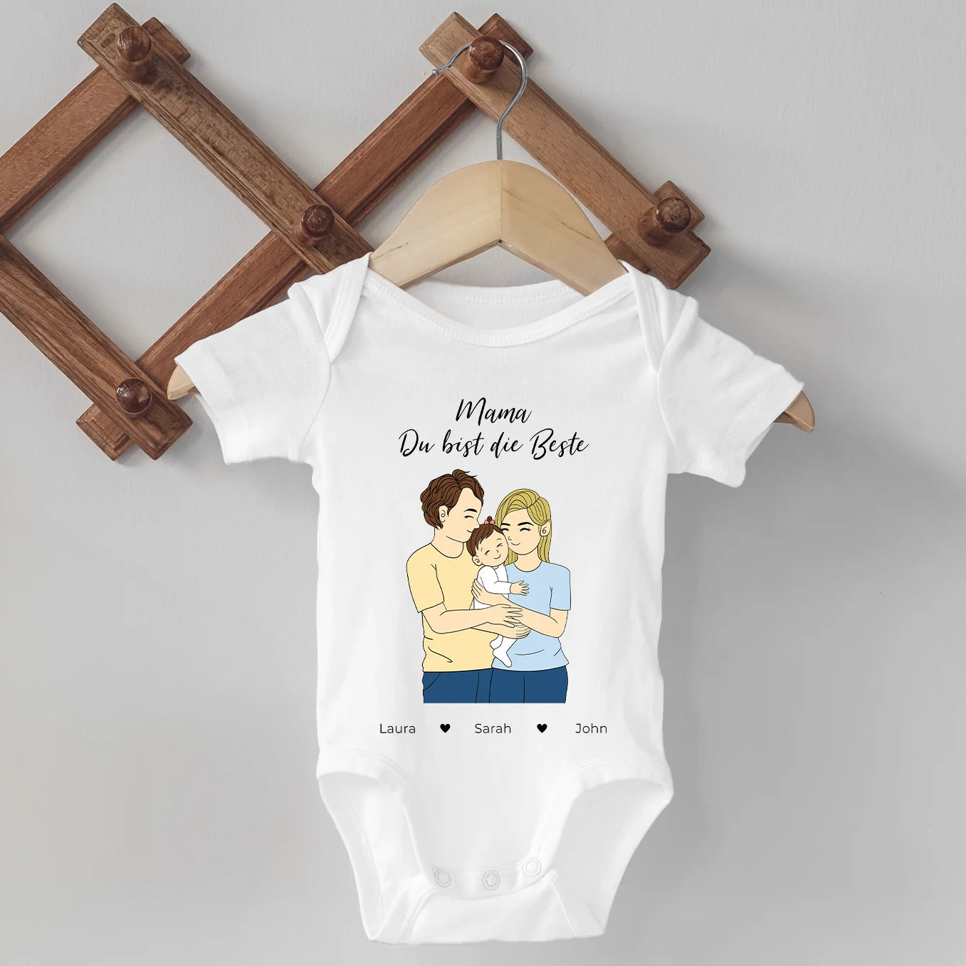 Personalisierter Babybody "Mama" Cartoon-Stil Bo & Birdie