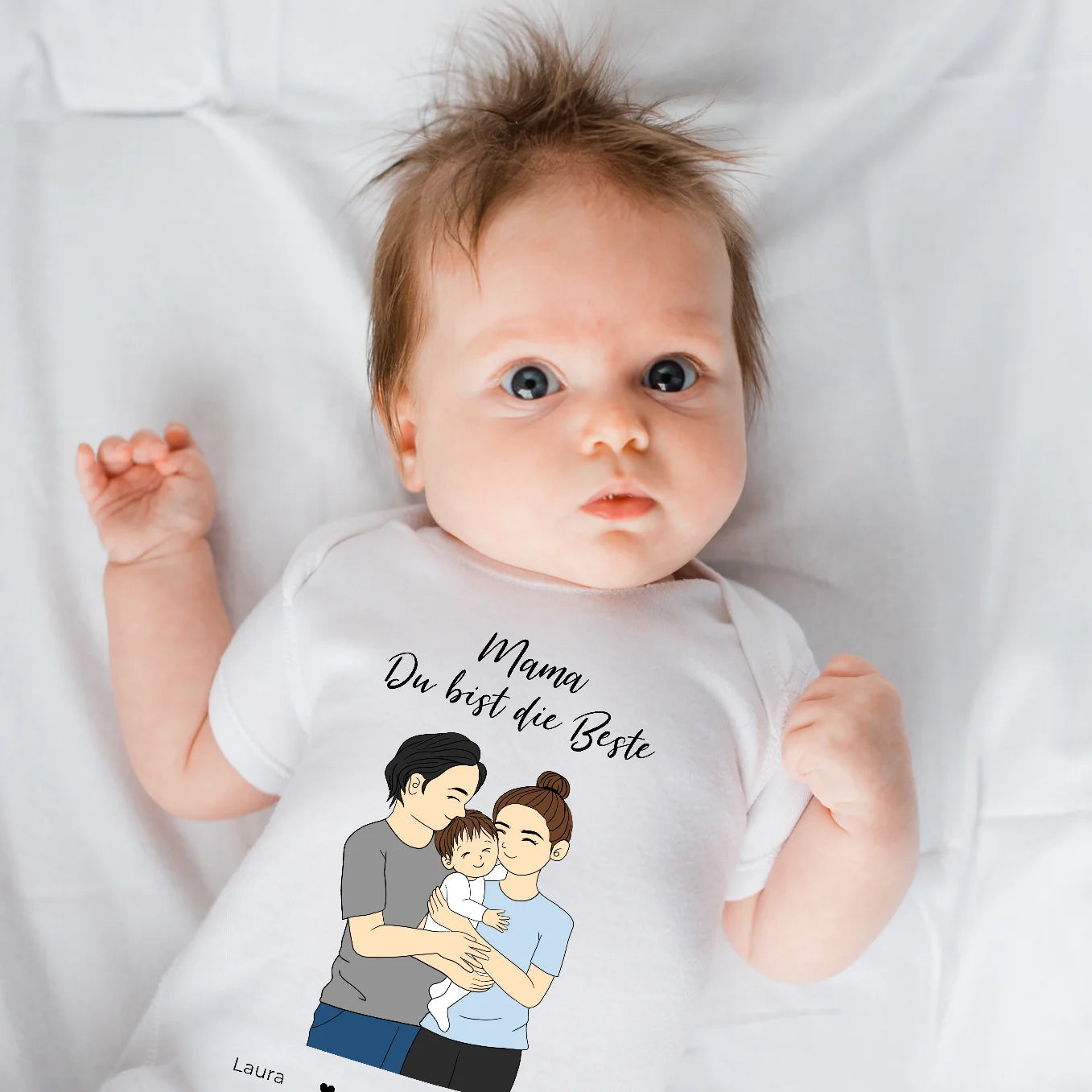 Personalisierter Babybody "Mama" Cartoon-Stil Bo & Birdie