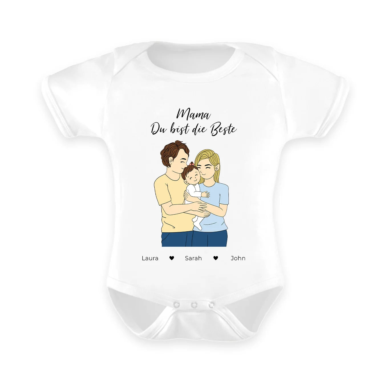 Personalisierter Babybody "Mama" Cartoon-Stil Bo & Birdie